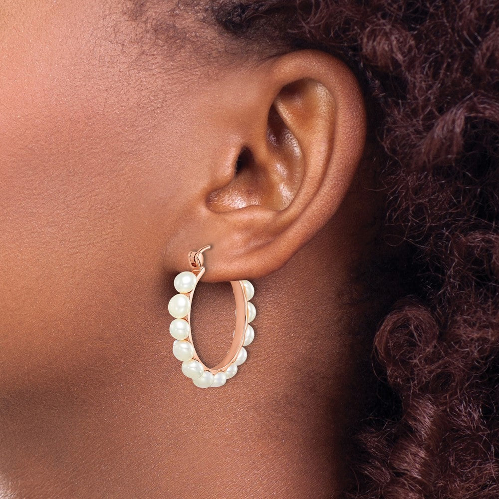 Sterling Silver FWC Pearl Hoop Earrings