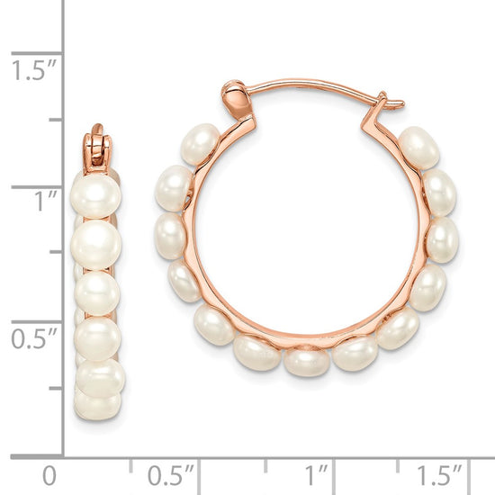 Sterling Silver FWC Pearl Hoop Earrings
