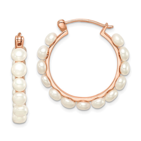 Sterling Silver FWC Pearl Hoop Earrings