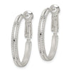 Sterling Silver Milgrain 2.25x25mm Omega Back Round Hoop Earrings
