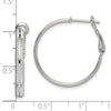 Sterling Silver Milgrain 2.25x25mm Omega Back Round Hoop Earrings