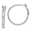 Sterling Silver Milgrain 2.25x25mm Omega Back Round Hoop Earrings