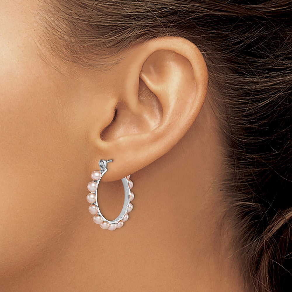 Sterling Silver FWC Pearl Hoop Earrings