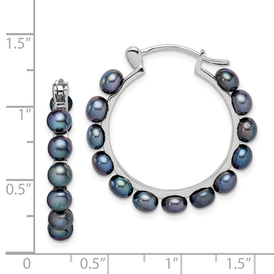Sterling Silver FWC Pearl Hoop Earrings