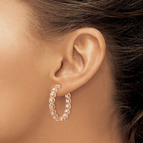 Sterling Silver 2.5mm CZ Hinged Hoops