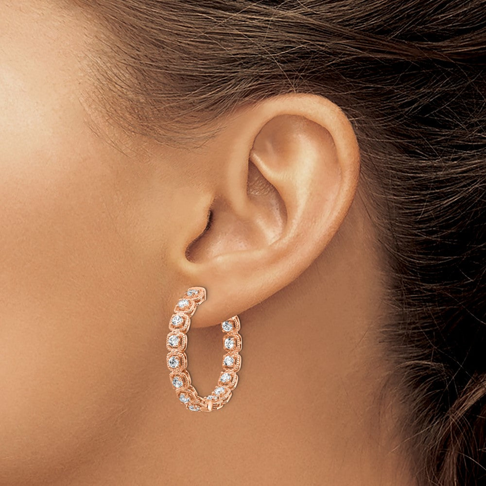 Sterling Silver 2.5mm CZ Hinged Hoops