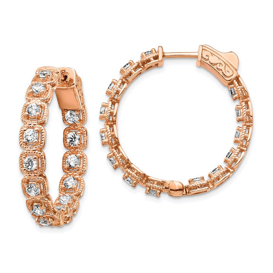 Sterling Silver 2.5mm CZ Hinged Hoops