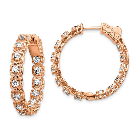 Sterling Silver 2.5mm CZ Hinged Hoops