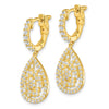 Sterling Silver CZ Teardrop Dangle Leverback Earrings