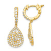 Sterling Silver CZ Teardrop Dangle Leverback Earrings