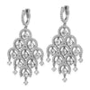 Sterling Shimmer Sterling Silver Rhodium-plated 278 Stone CZ Chandelier Dangle Hinged Earrings