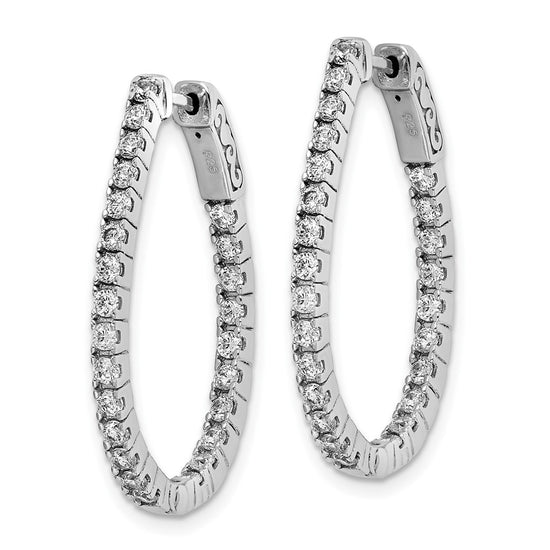 Sterling Silver 1.75mm CZ Teardrop Hinged Hoops