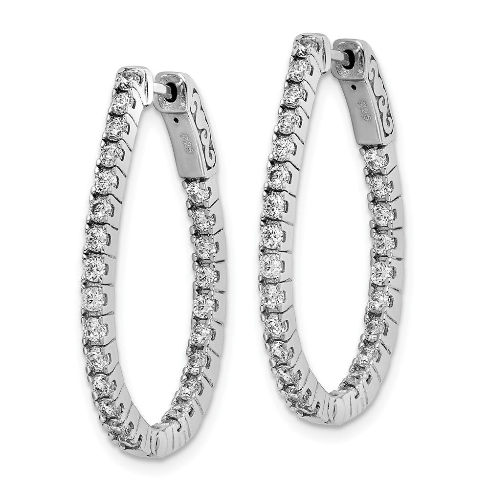 Sterling Silver 1.75mm CZ Teardrop Hinged Hoops