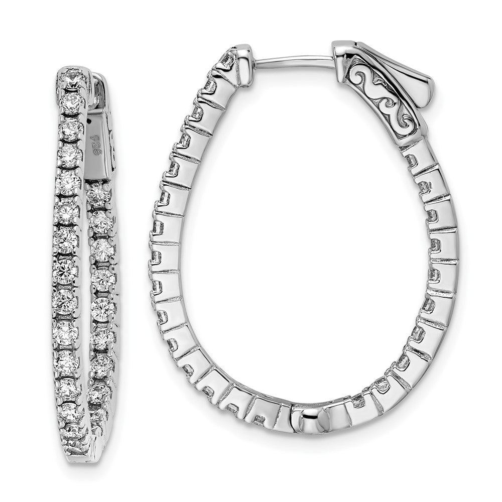 Sterling Silver 1.75mm CZ Teardrop Hinged Hoops