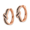 Sterling Silver Rose-tone Blk Rhodium-plate CZ Fancy Hinged Hoop Earrings