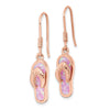 Sterling Silver Rose-tone Pink Created Opal Inlay Flip Flop Dangle Earrings