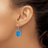 Sterling Silver RH-plated Blue Created Opal Beaded Border Earrings
