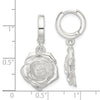 Sterling Silver Rose Dangle Hinged Hoop Earrings