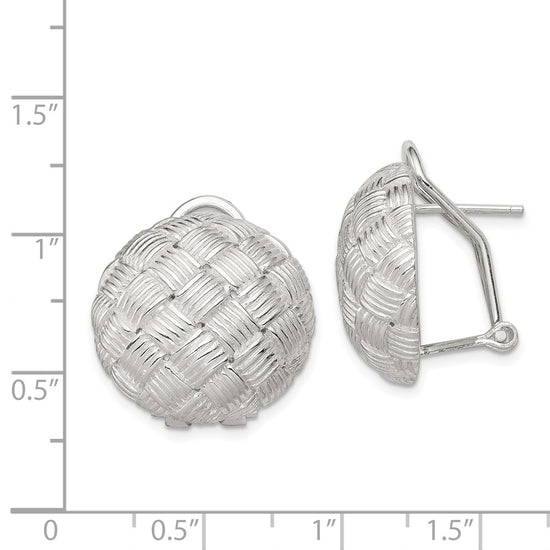 Sterling Silver Rhod-pltd Polished Woven Circle Omega Back Earrings
