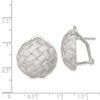 Sterling Silver Rhod-pltd Polished Woven Circle Omega Back Earrings