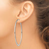 Sterling Silver Polish & Tapered 1.5mm Omega Back Round Hoop Earrings