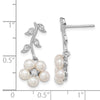 Sterling Silver Rhodium-plated White FWC Pearl CZ Flower Post Earrings