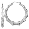 Sterling Silver Rhodium-plated Bamboo Round Hoop Earrings
