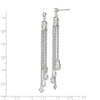 Sterling Silver RH-plated Polished CZ & Multi-Chain Post Dangle Earrings