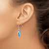 Sterling Silver Rhodium-plated Created Blue Inlay Opal Sandal Dangle Earrings
