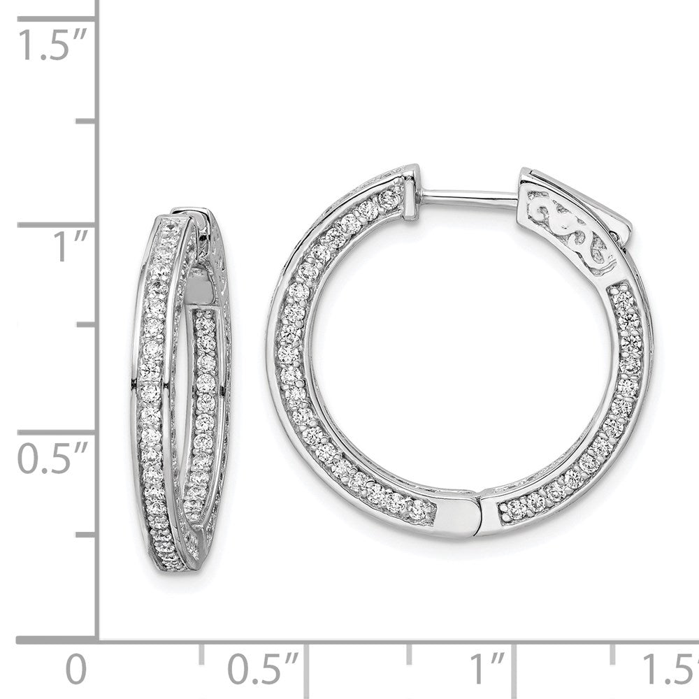 Sterling Silver 1.3mm CZ Hinged Hoops