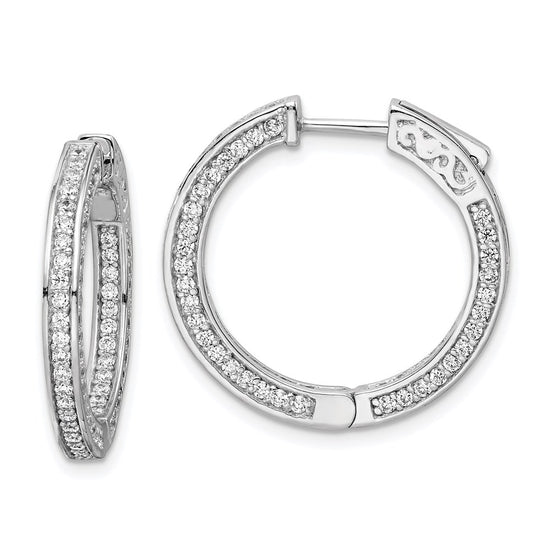 Sterling Silver 1.3mm CZ Hinged Hoops
