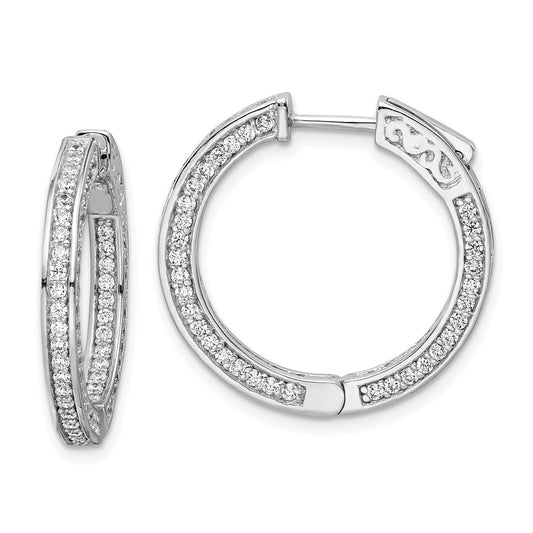 Sterling Silver 1.3mm CZ Hinged Hoops