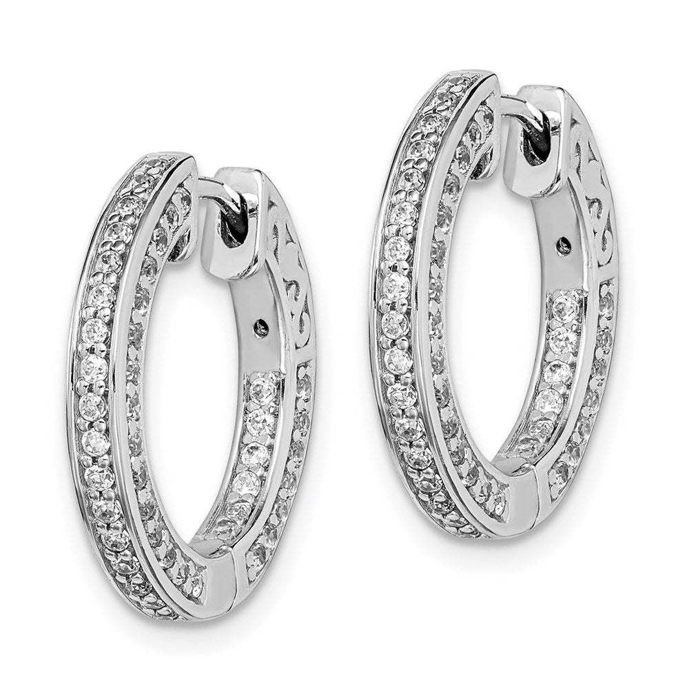 Sterling Silver 1.3mm CZ Hinged Hoops