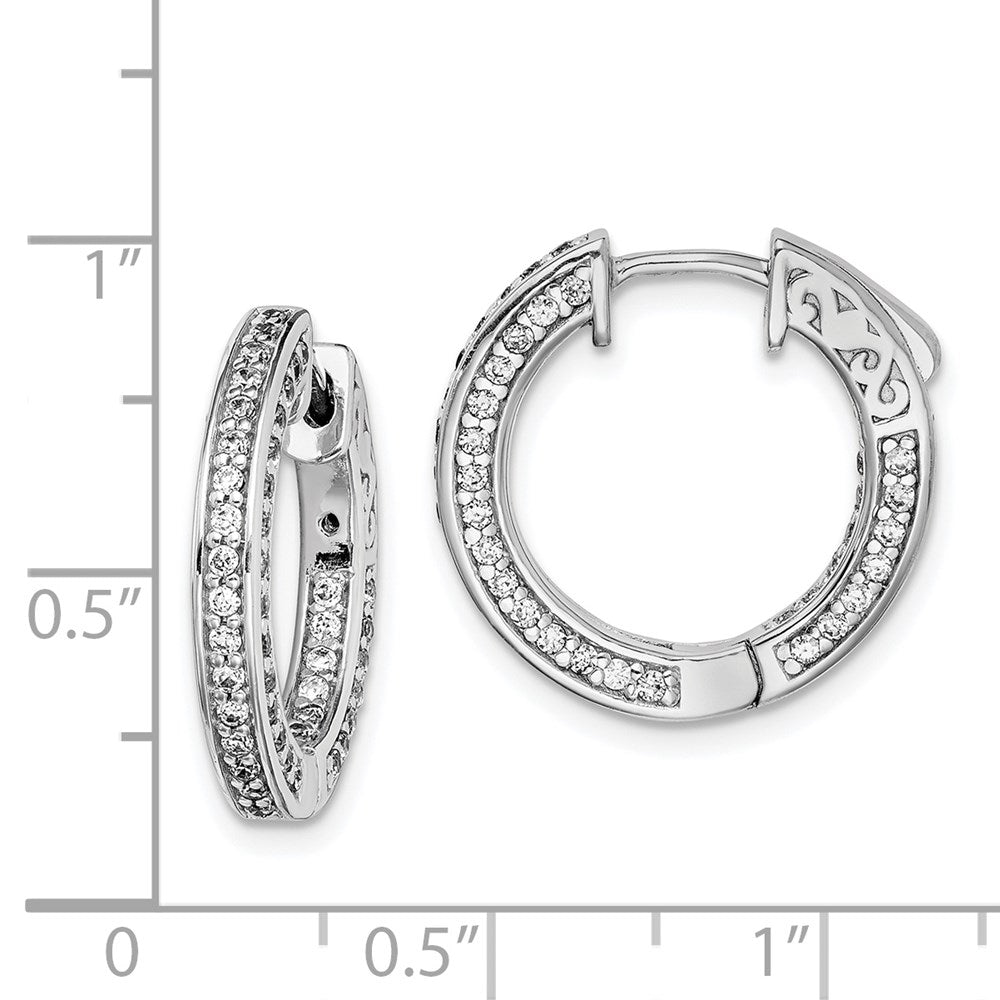 Sterling Silver 1.3mm CZ Hinged Hoops