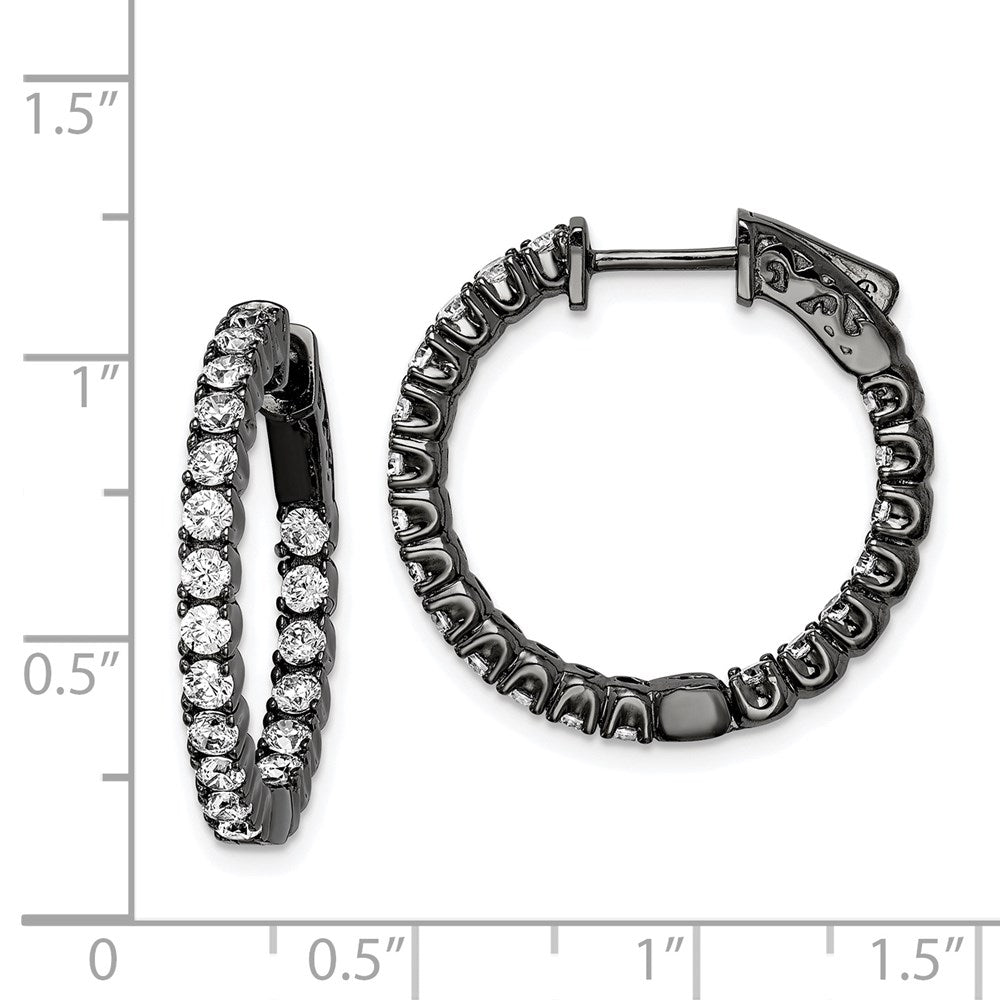 Sterling Silver CZ 2.25mm Hinged Hoops