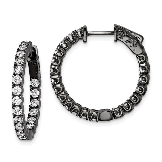 Sterling Silver CZ 2.25mm Hinged Hoops