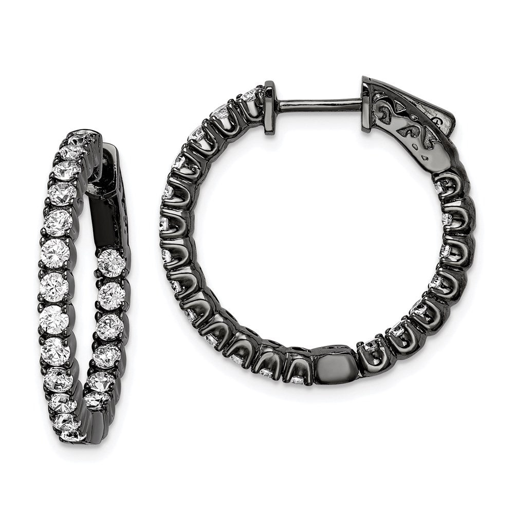 Sterling Silver CZ 2.25mm Hinged Hoops