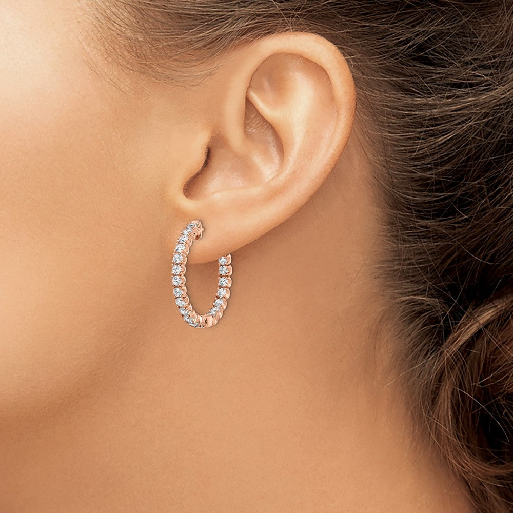 Sterling Silver CZ 2.25mm Hinged Hoops