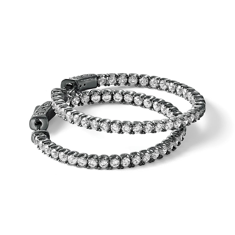 Sterling Silver CZ 2.25mm Hinged Hoops