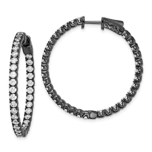 Sterling Silver CZ 2.25mm Hinged Hoops