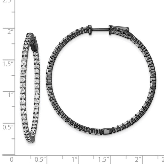 Sterling Silver CZ 2mm Hinged Hoops