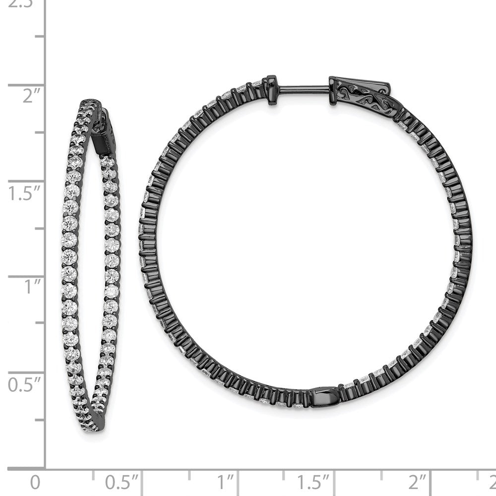 Sterling Silver CZ 2mm Hinged Hoops