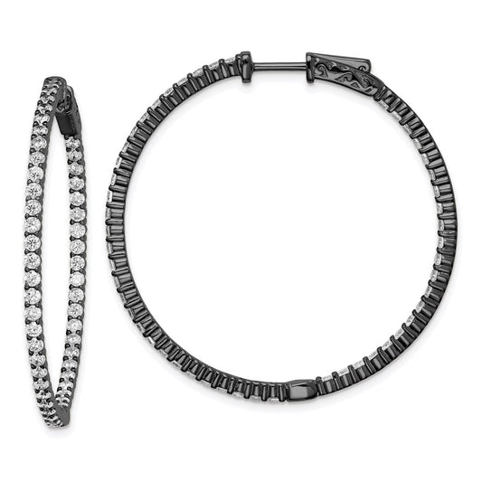 Sterling Silver CZ 2mm Hinged Hoops