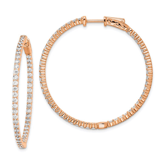 Sterling Silver CZ 2mm Hinged Hoops