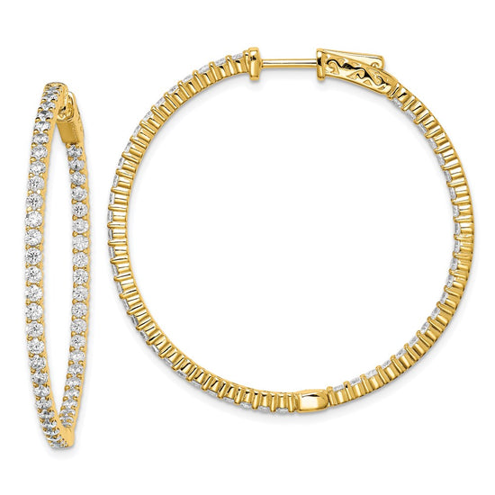 Sterling Silver CZ 2mm Hinged Hoops