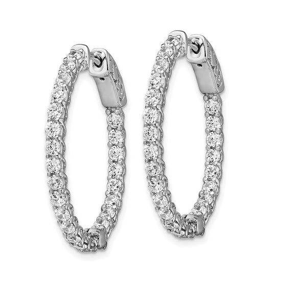 Sterling Silver CZ 2.25mm Oval Hinged Hoops