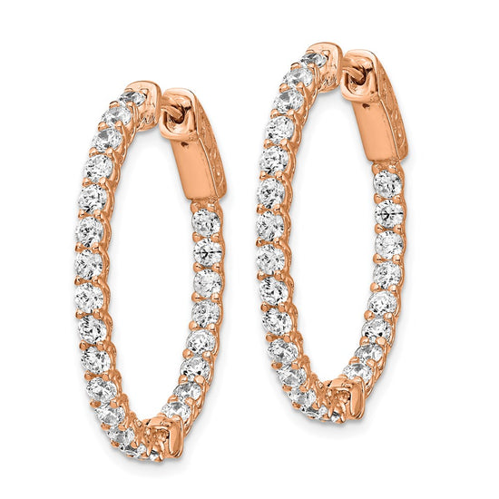 Sterling Silver CZ 2.25mm Oval Hinged Hoops