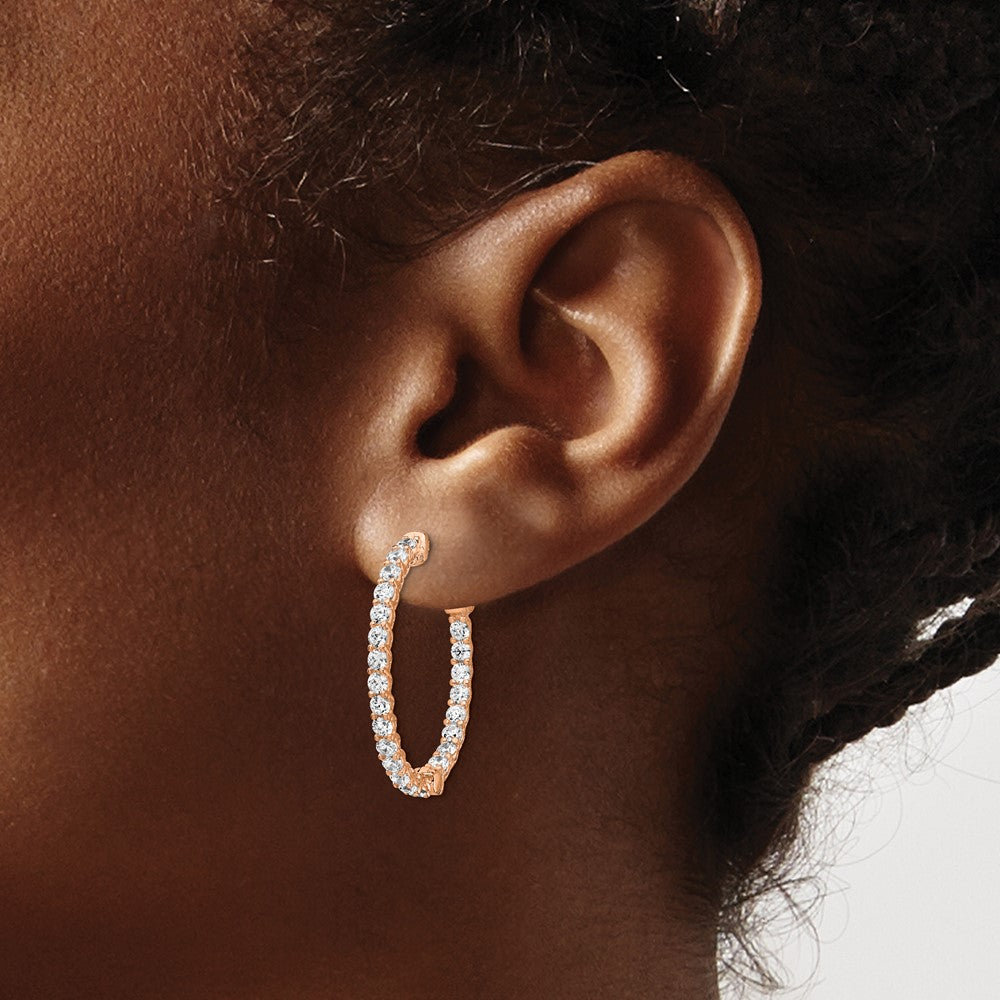 Sterling Silver CZ 2.25mm Oval Hinged Hoops
