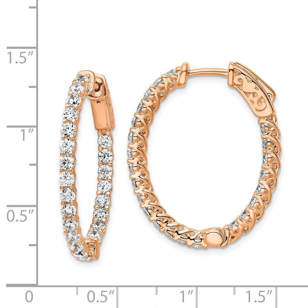 Sterling Silver CZ 2.25mm Oval Hinged Hoops