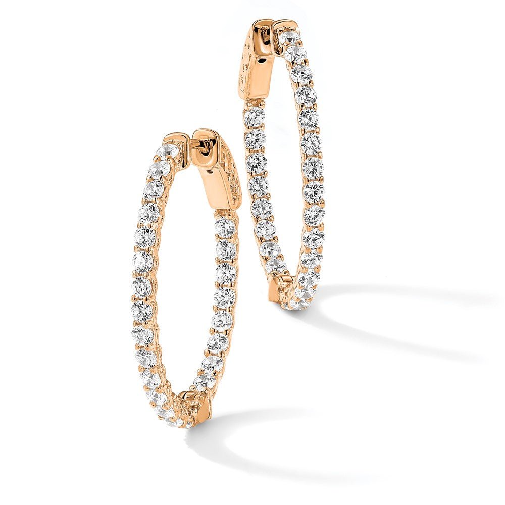 Sterling Silver CZ 2.25mm Oval Hinged Hoops